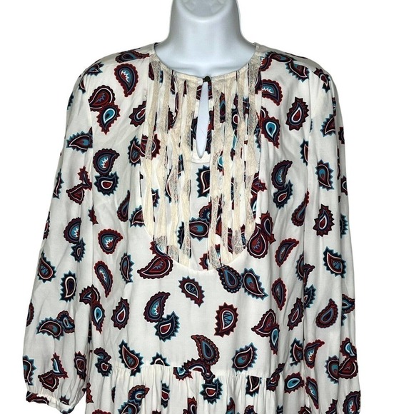 Tommy Hilfiger Ruth Paisley Print Dress 6 Shift Drop Waist Ruffle Hem Boho - Picture 4 of 8